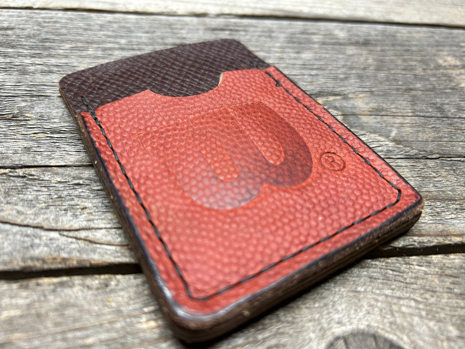 Horween (Wilson) Football Leather Top Loading Wallet with Hidden 3rd Pocket!!
