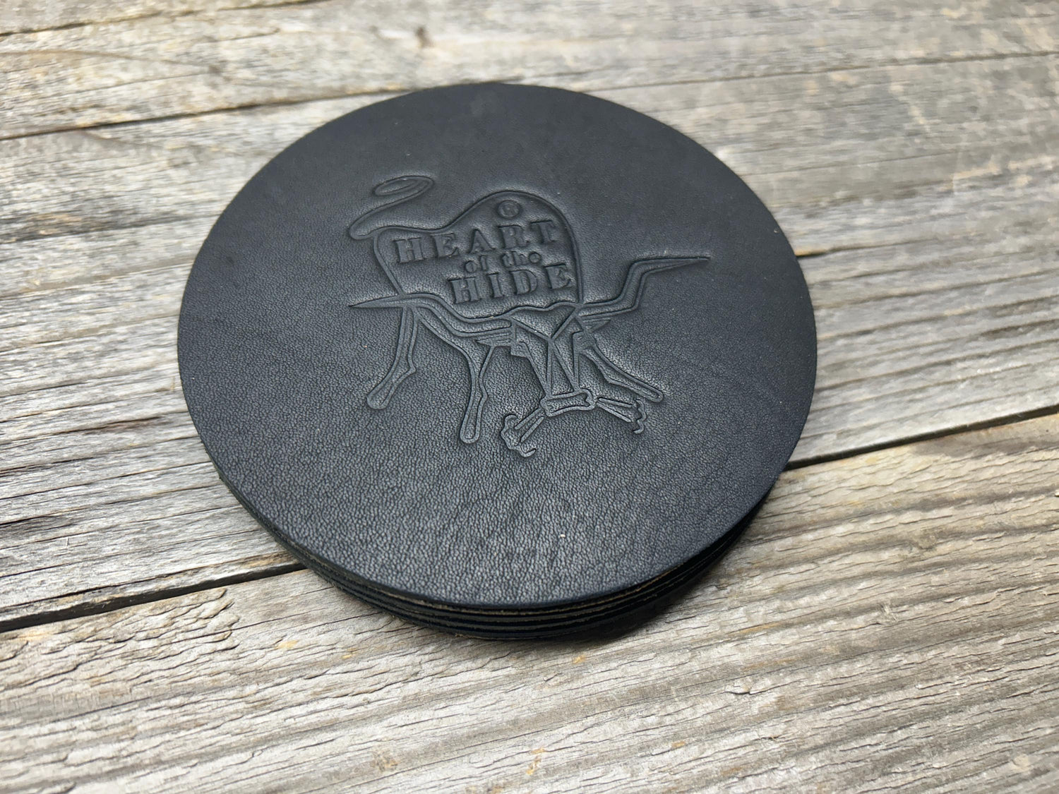 Set of 4 Coasters - Rawlings Black Heart of the Hide Horween Leather!