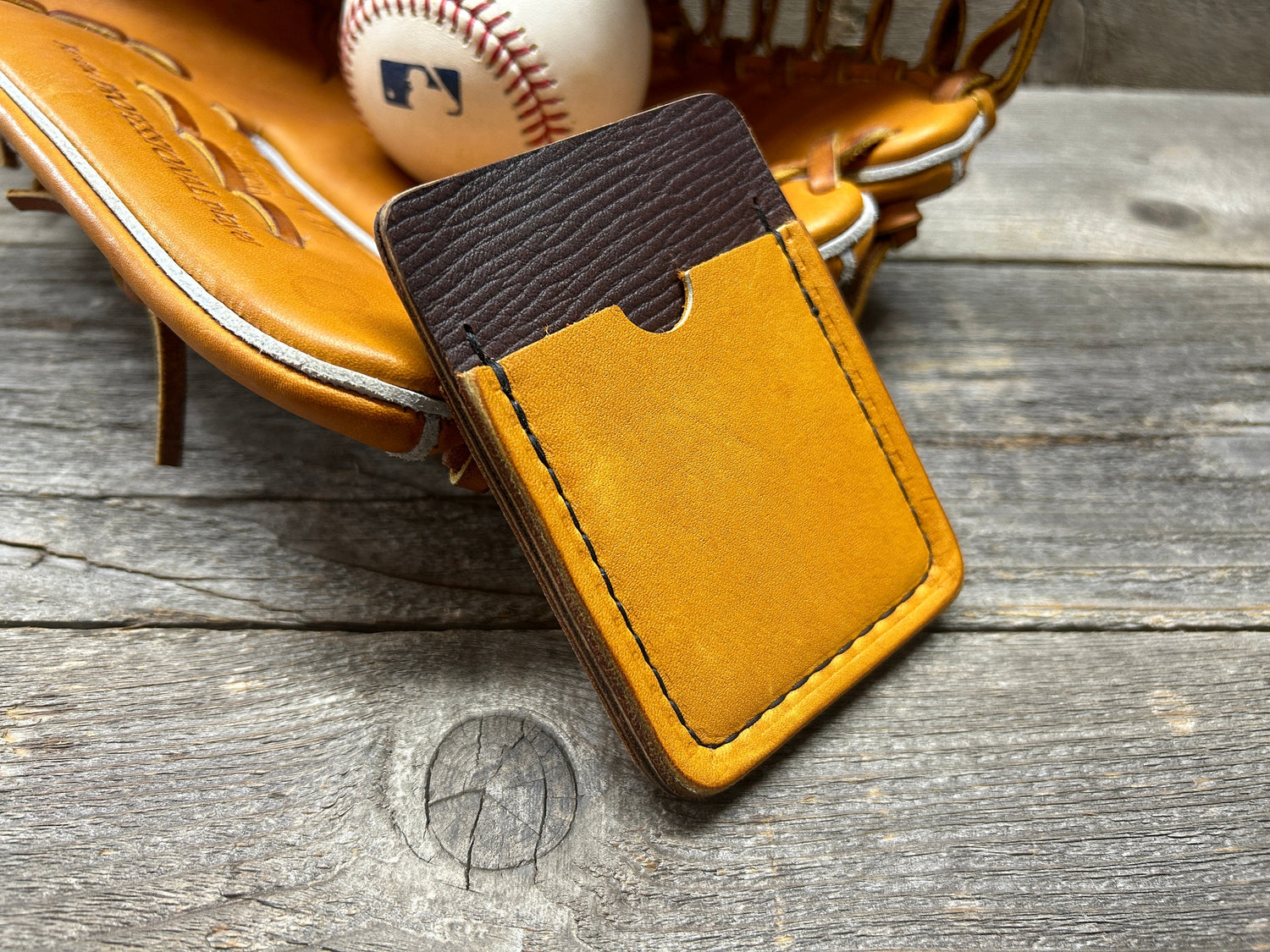 Marked down for Christmas!!! Horween Baseball Leather (Heart of the Hide) Top Loading Baseball Glove Wallet with Hidden 3rd Pocket!!