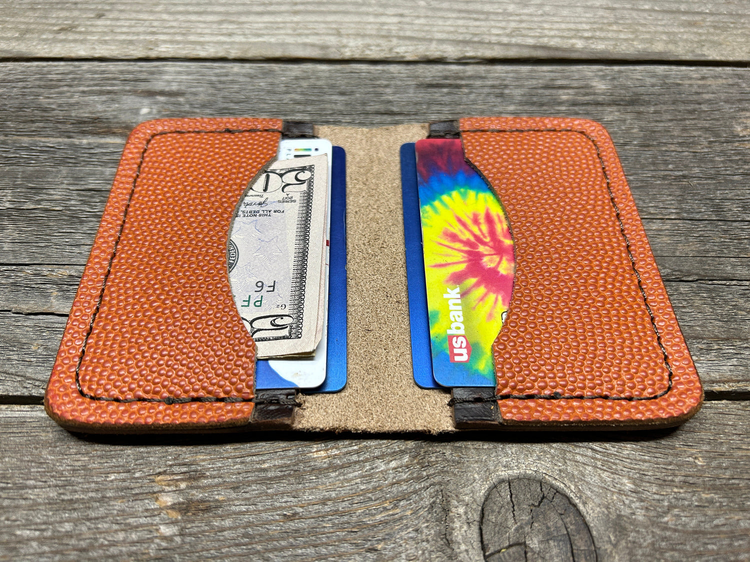 NEW STYLE!! Horween (Wilson) NBA Basketball Leather Wallet!!