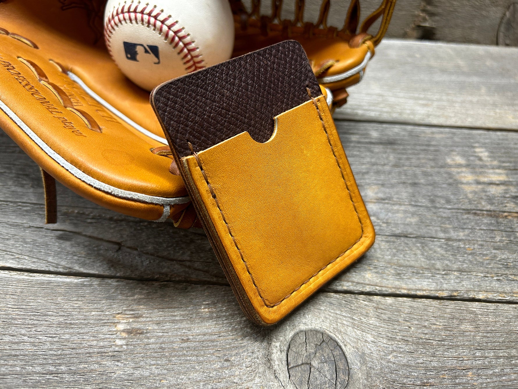 Marked down for Christmas!!! Horween Baseball Leather (Heart of the Hide) Top Loading Baseball Glove Wallet with Hidden 3rd Pocket!!