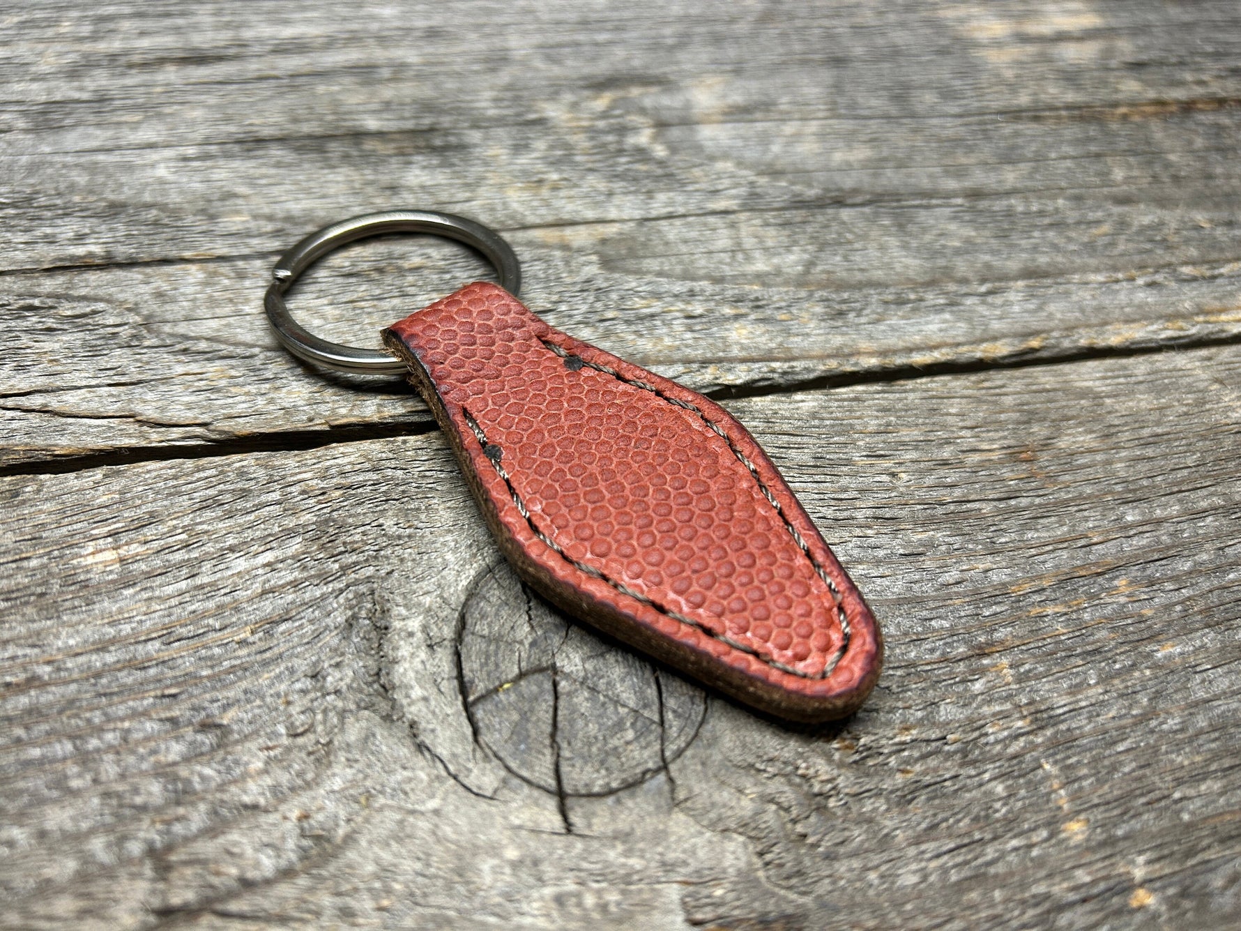 Genuine Horween (Wilson) NFL Football Key Chain! - NEW STYLE! (vintage hotel key style)!