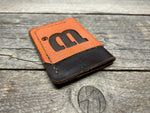 New Style! Horween (Wilson) NBA Basketball Leather Top Loading Wallet with Hidden 3rd Pocket!!