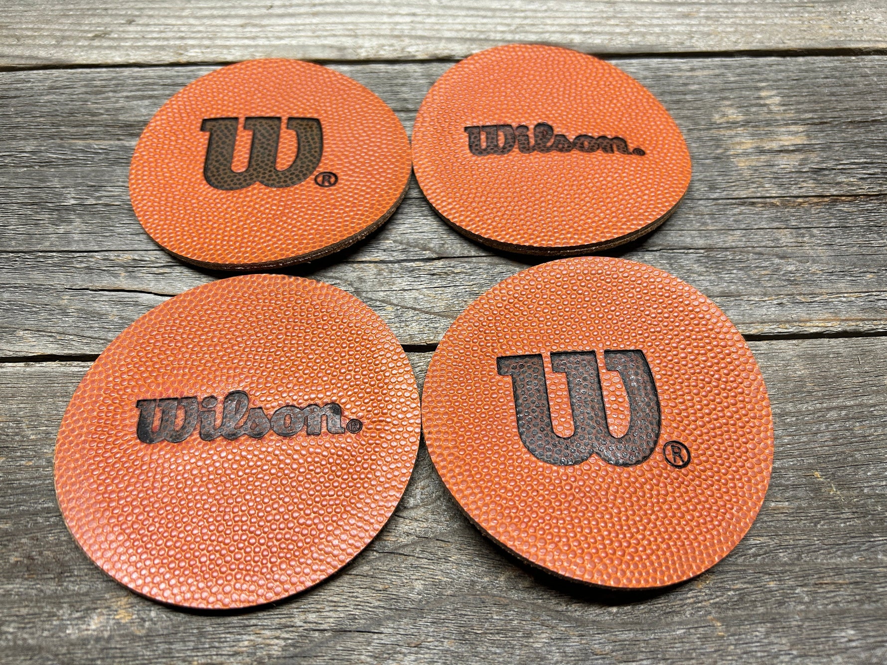 Set of 4 Coasters - WILSON/Horween NBA Leather - Official NBA Basketball Leather!!