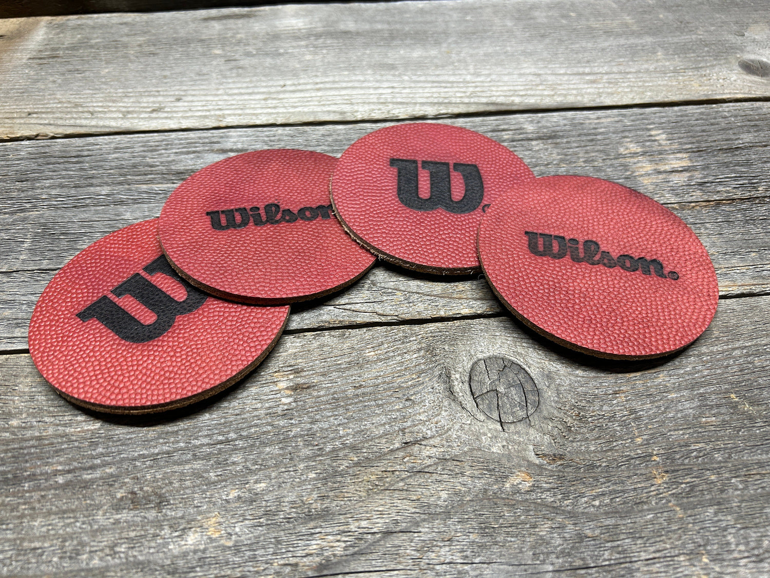 Set of 4 Coasters - WILSON/Horween NFL Leather - Official NFL Football Leather!!