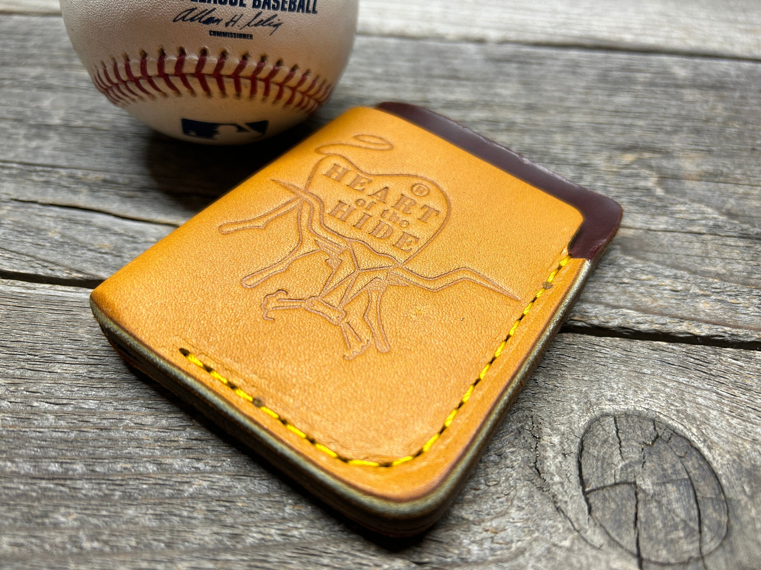 New Style! Rawlings Heart of the Hide Horween Top Loading Baseball Glove Wallet with Hidden 3rd Pocket!!