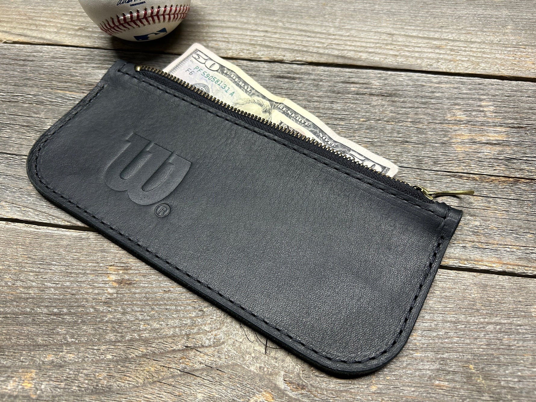 Wilson Horween X Baseball Leather Money Bag w/zipper - The Clubbie!!