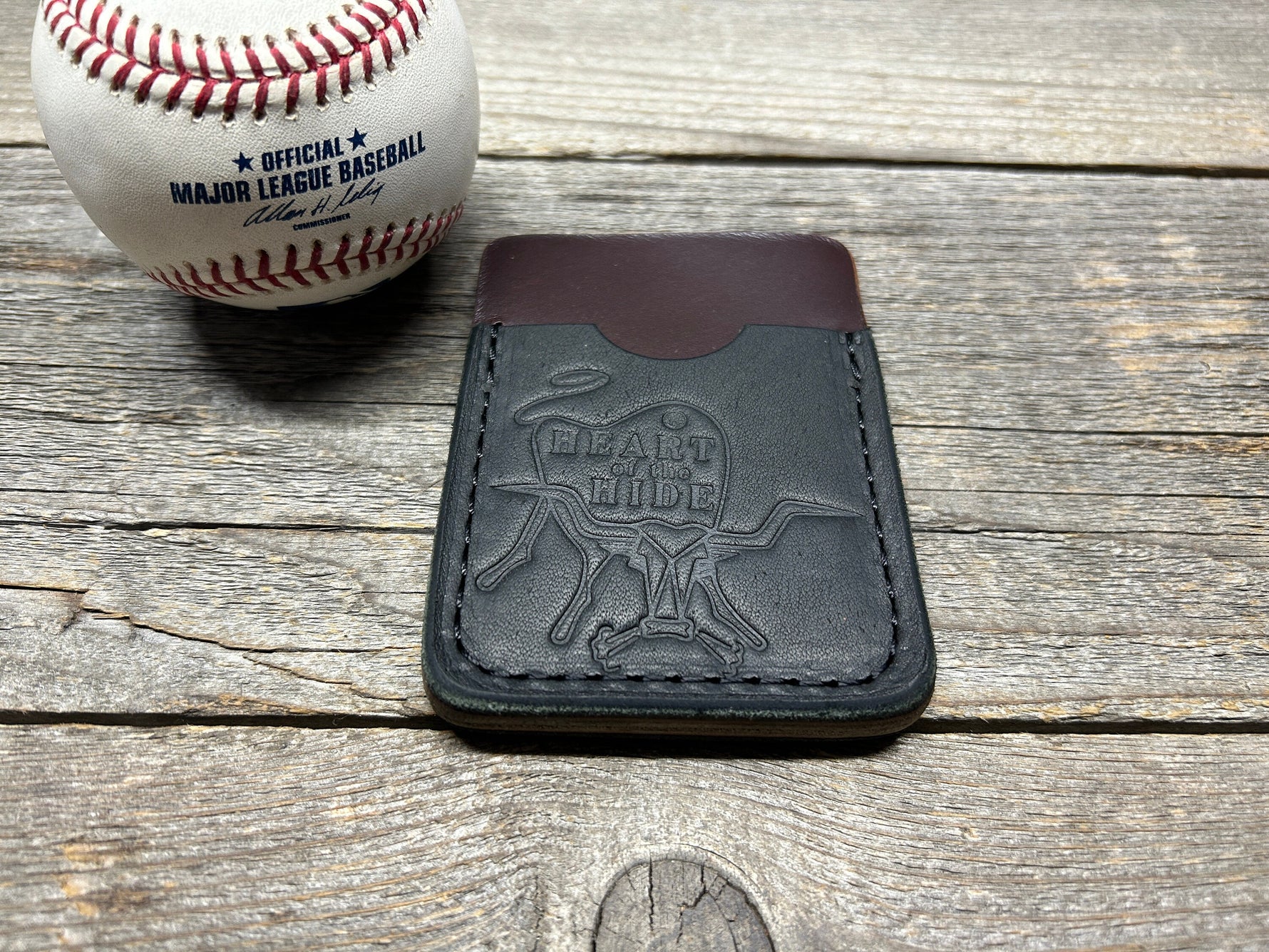 Rawlings Black Heart of the Hide Horween Top Loading Baseball Glove Wallet with Hidden 3rd Pocket!!