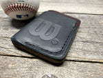 New Style! Black Wilson Horween X Baseball Top Loading Baseball Glove Wallet with Hidden 3rd Pocket!!