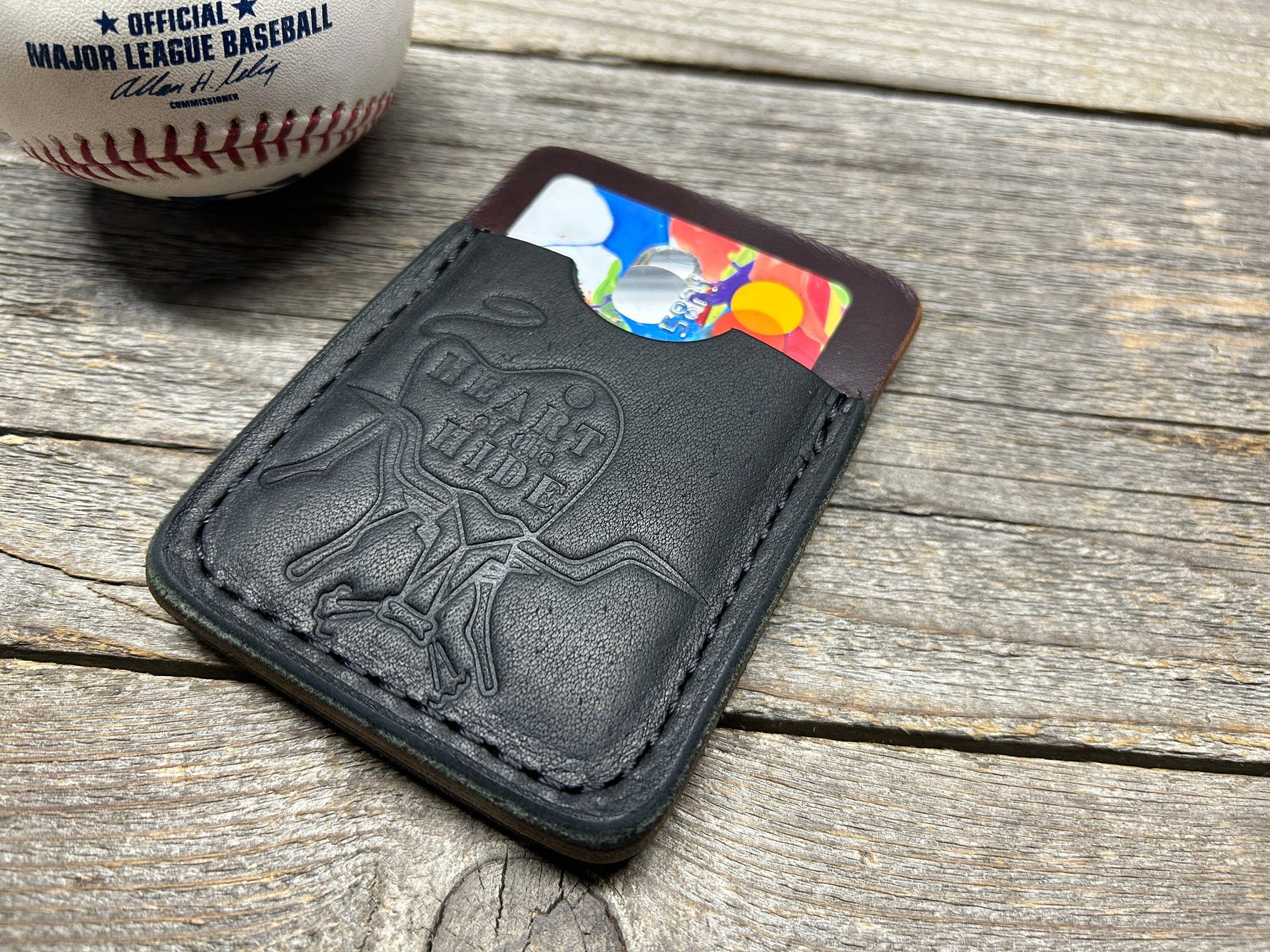 Rawlings Black Heart of the Hide Horween Top Loading Baseball Glove Wallet with Hidden 3rd Pocket!!