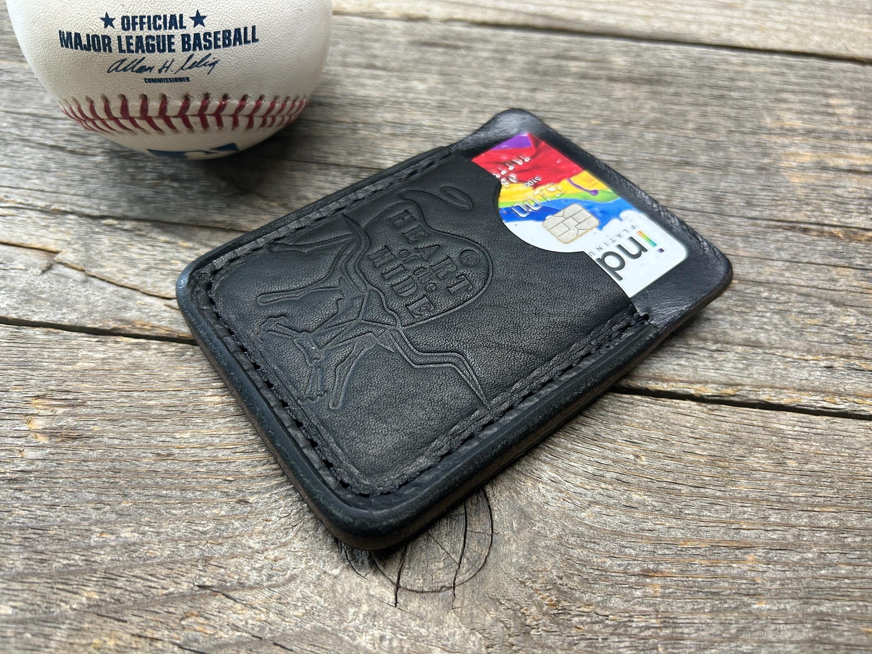 Rawlings Black Heart of the Hide Horween Top Loading Baseball Glove Wallet with Hidden 3rd Pocket!!