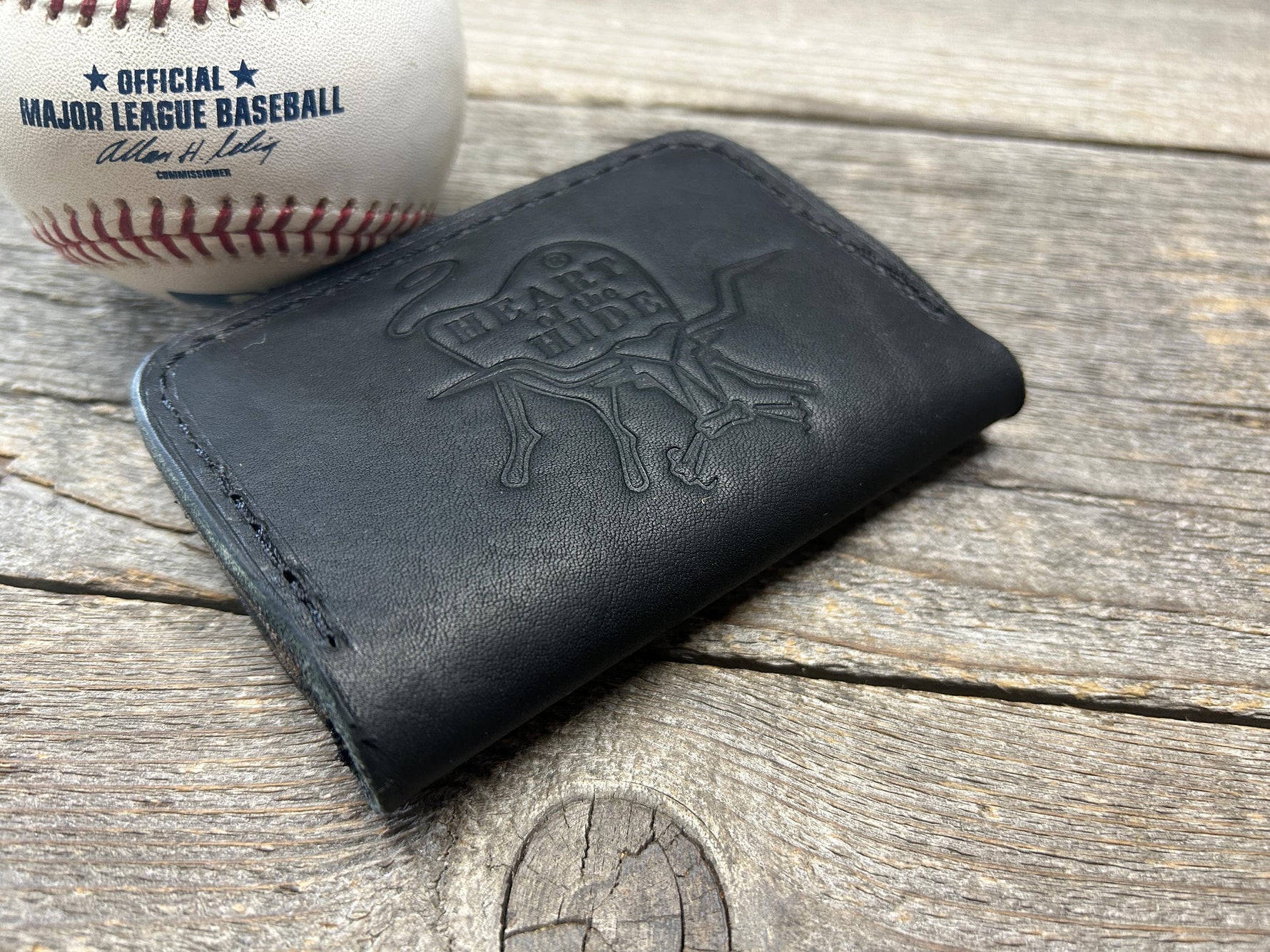 Limited Stock!! Rawlings Heart of the Hide Horween Baseball Glove Wallet!! All Black Leather!