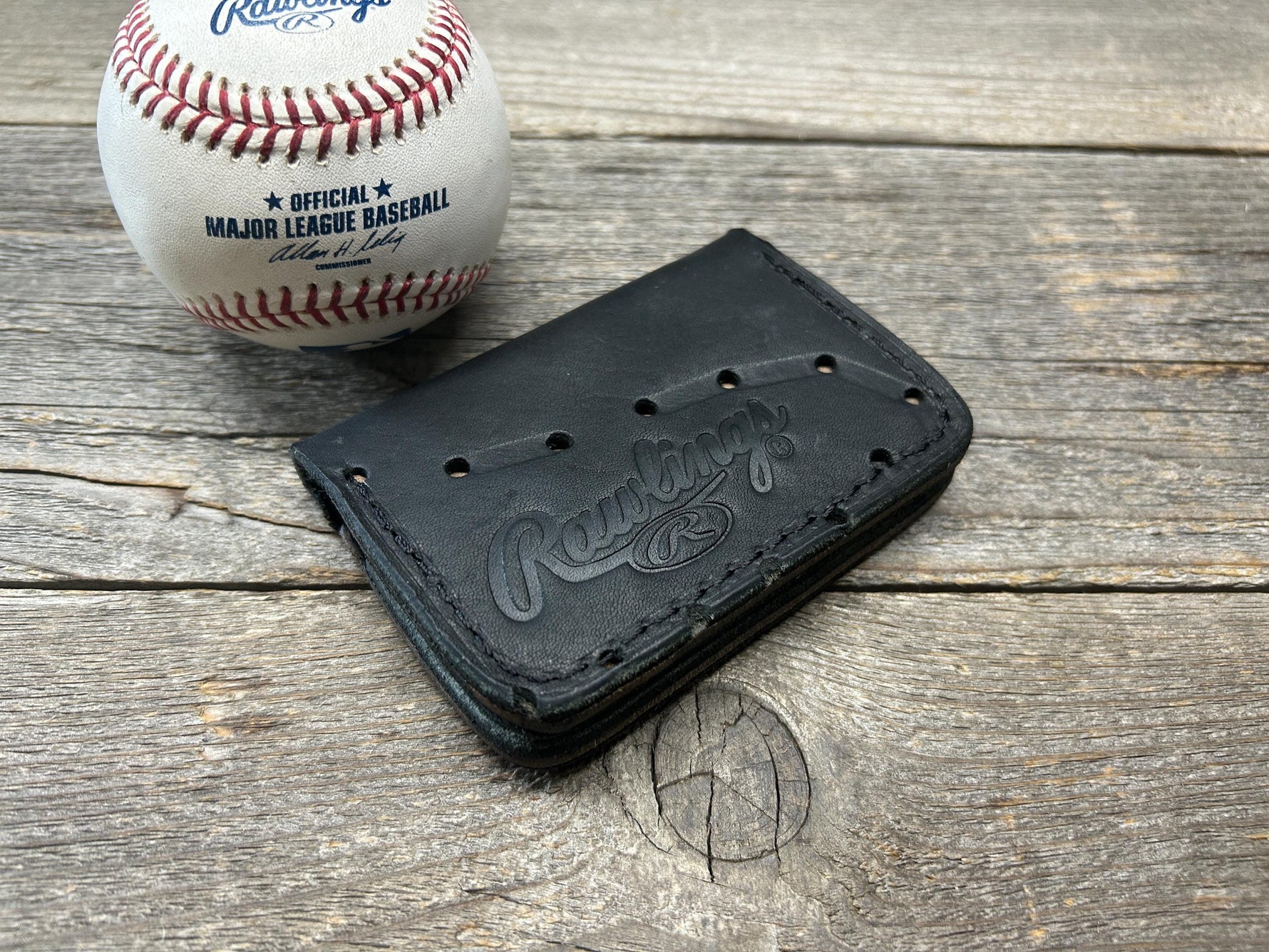 Limited Stock!! Rawlings Heart of the Hide Horween Baseball Glove Wallet!! All Black Leather!