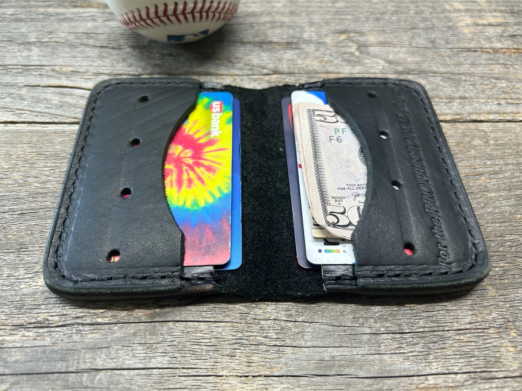 Limited Stock!! Rawlings Heart of the Hide Horween Baseball Glove Wallet!! All Black Leather!