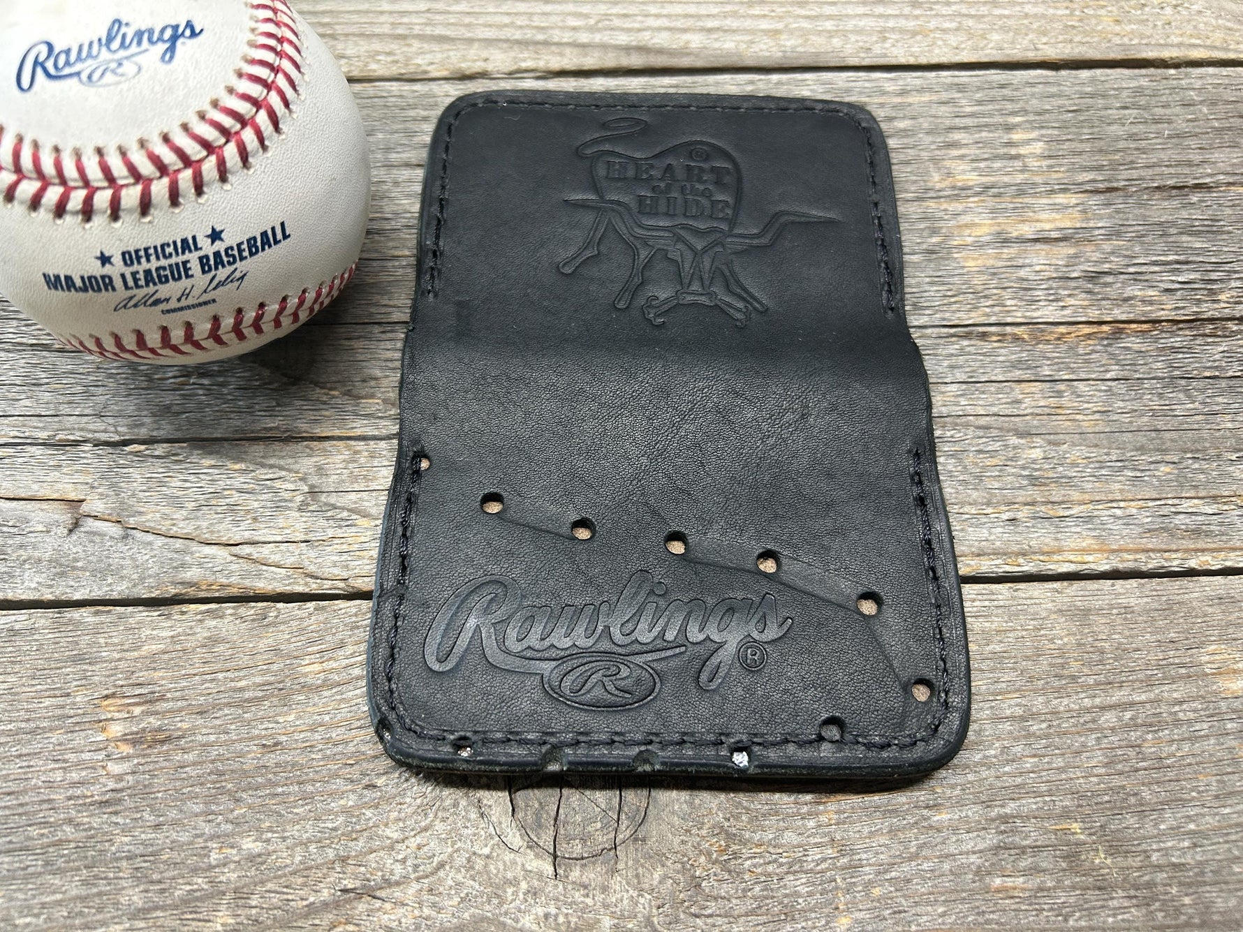 Limited Stock!! Rawlings Heart of the Hide Horween Baseball Glove Wallet!! All Black Leather!