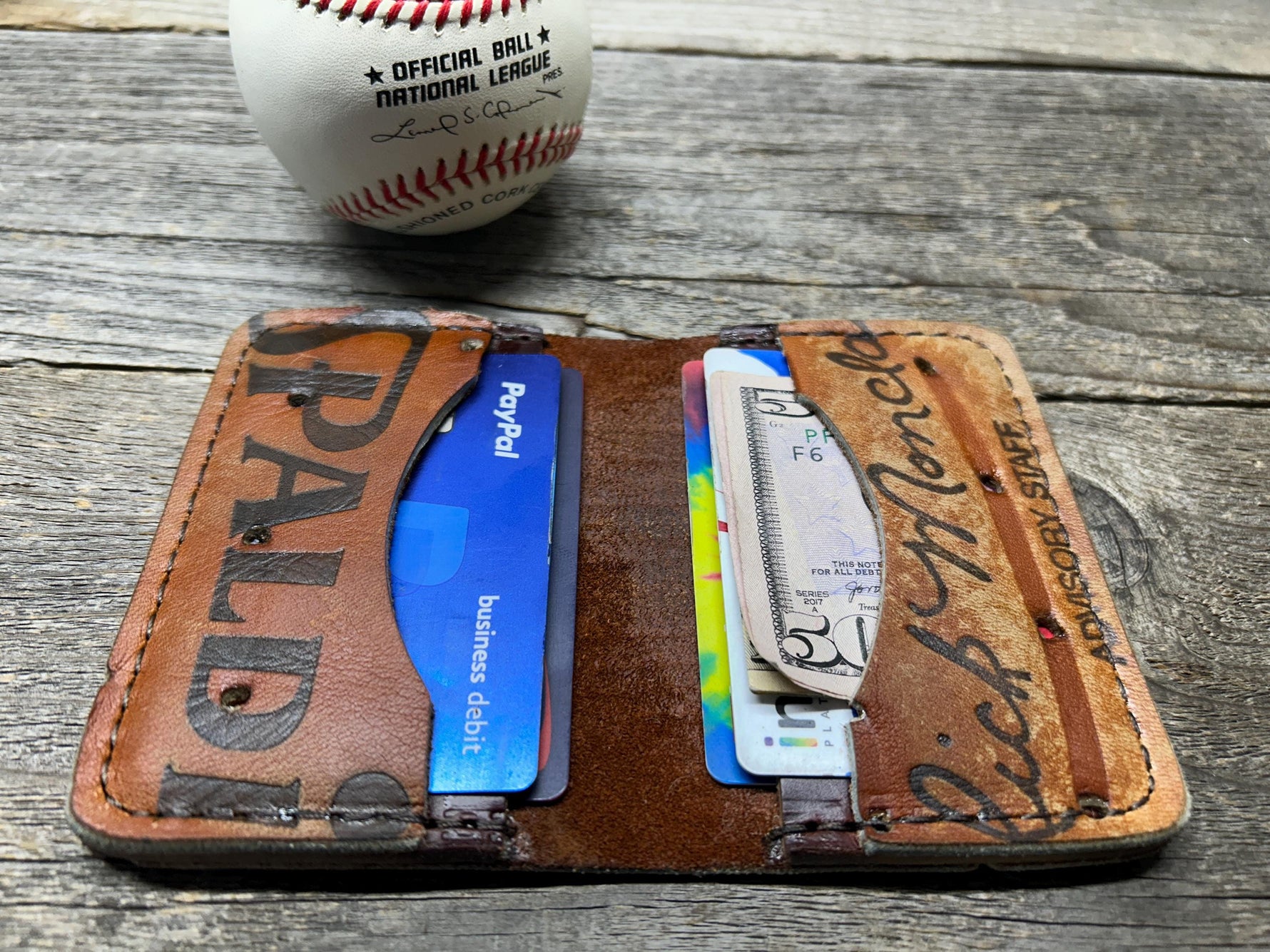 Vintage Spalding Rick Monday Baseball Glove Wallet!!