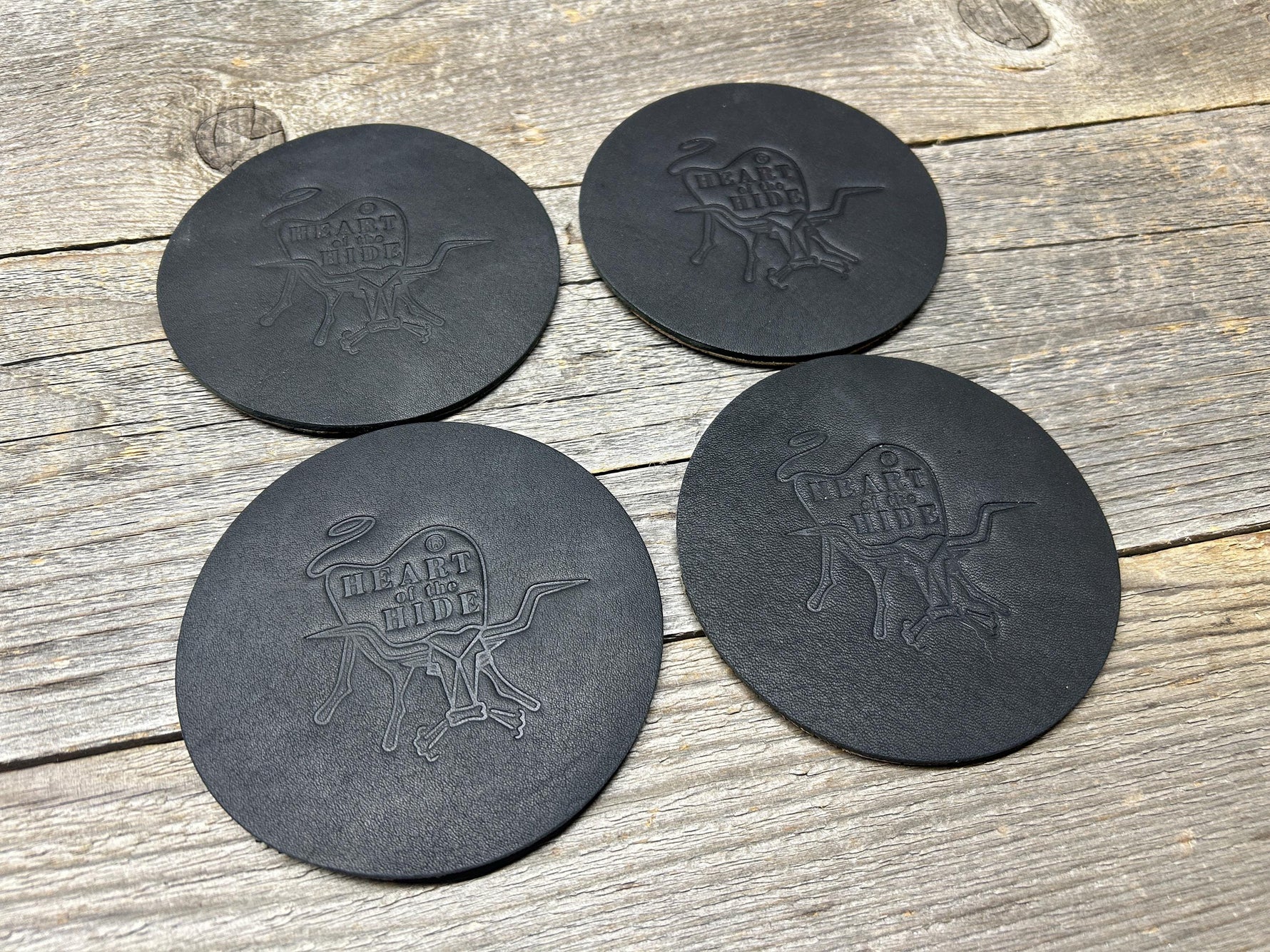 Set of 4 Coasters - Rawlings Black Heart of the Hide Horween Leather!