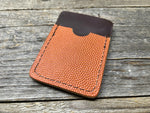 New Style! Horween (Wilson) NBA Basketball Leather Top Loading Wallet with Hidden 3rd Pocket!!
