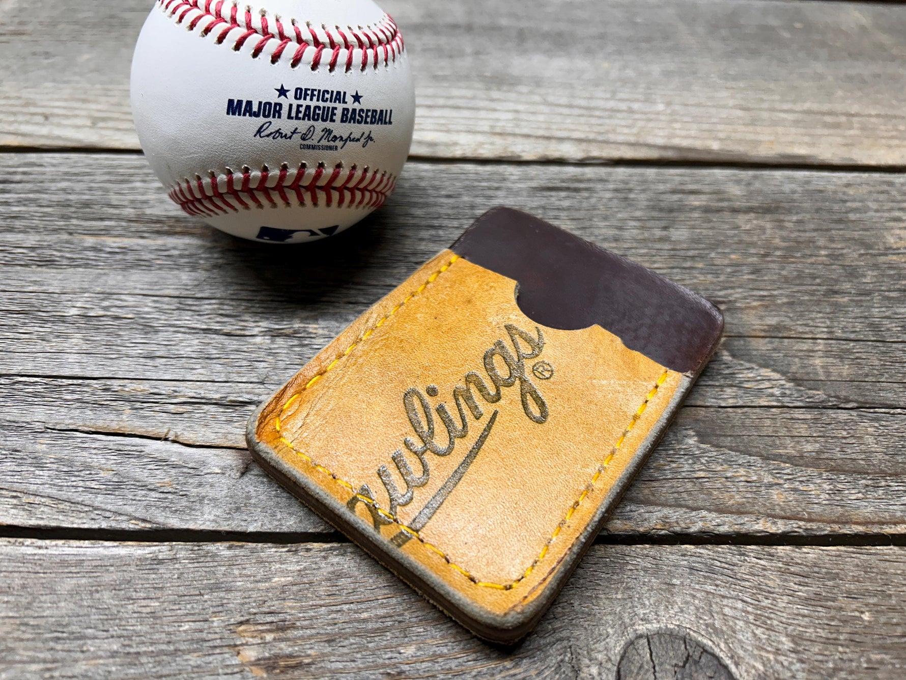 Rawlings Top Loading Baseball Glove Wallet with Hidden 3rd Pocket!! Minimalist Front Pocket Wallet!
