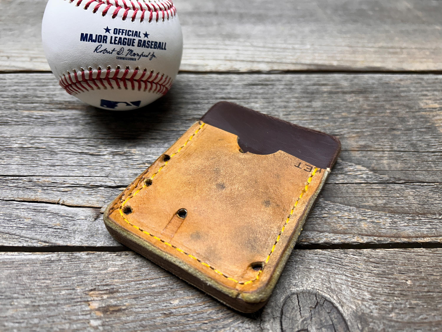 Top Loading Baseball Glove Wallet with Hidden 3rd Pocket!! Minimalist Front Pocket Wallet!