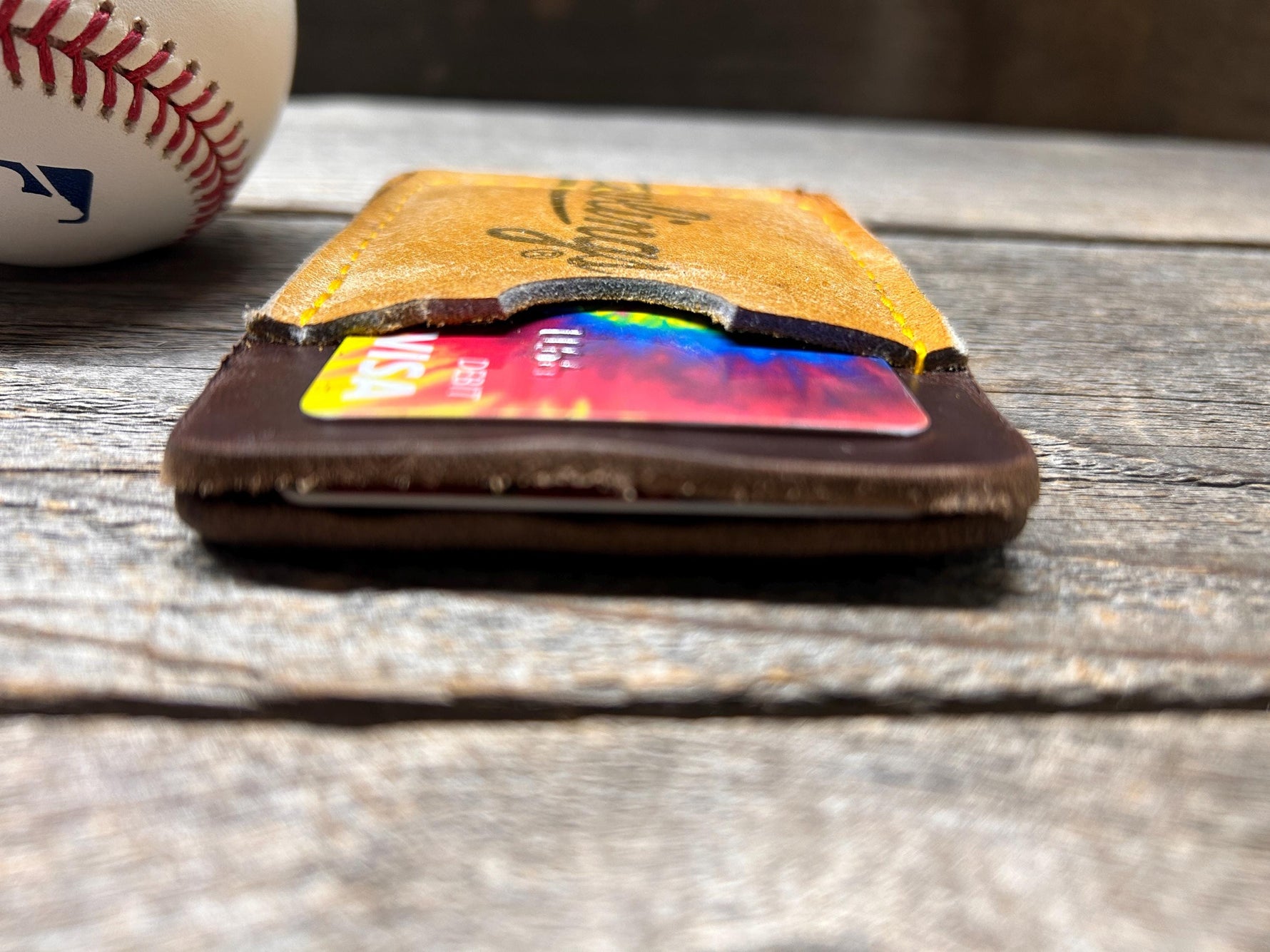Rawlings Top Loading Baseball Glove Wallet with Hidden 3rd Pocket!! Minimalist Front Pocket Wallet!