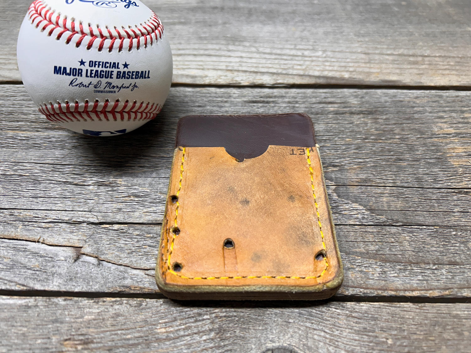 Top Loading Baseball Glove Wallet with Hidden 3rd Pocket!! Minimalist Front Pocket Wallet!