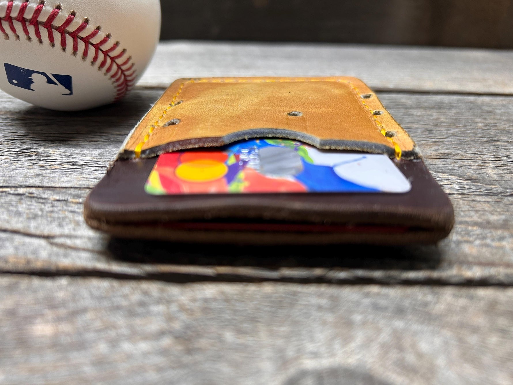 Top Loading Baseball Glove Wallet with Hidden 3rd Pocket!! Minimalist Front Pocket Wallet!