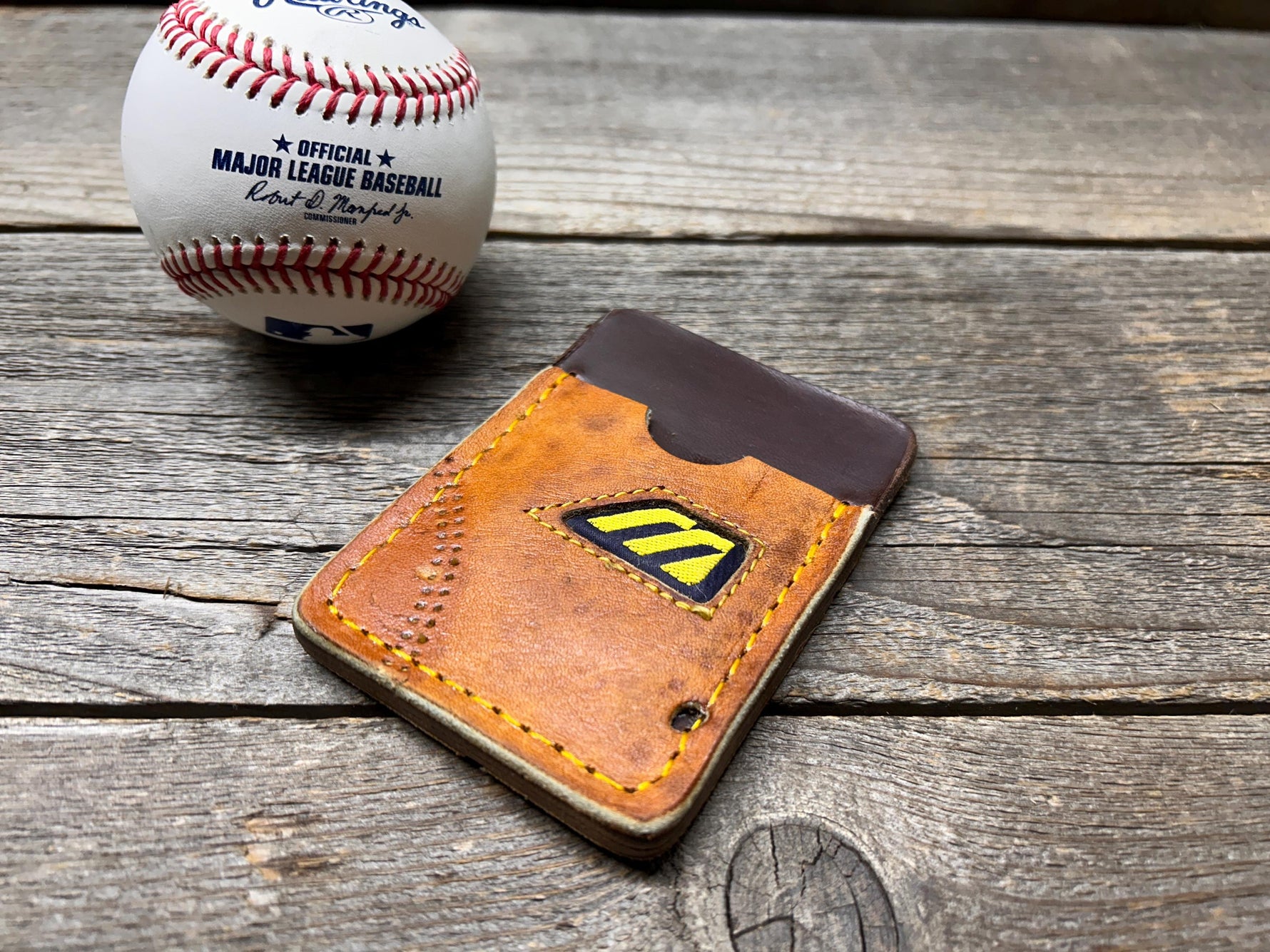 Top Loading Mizuno Baseball Glove Wallet with Hidden 3rd Pocket!! Minimalist Front Pocket Wallet!
