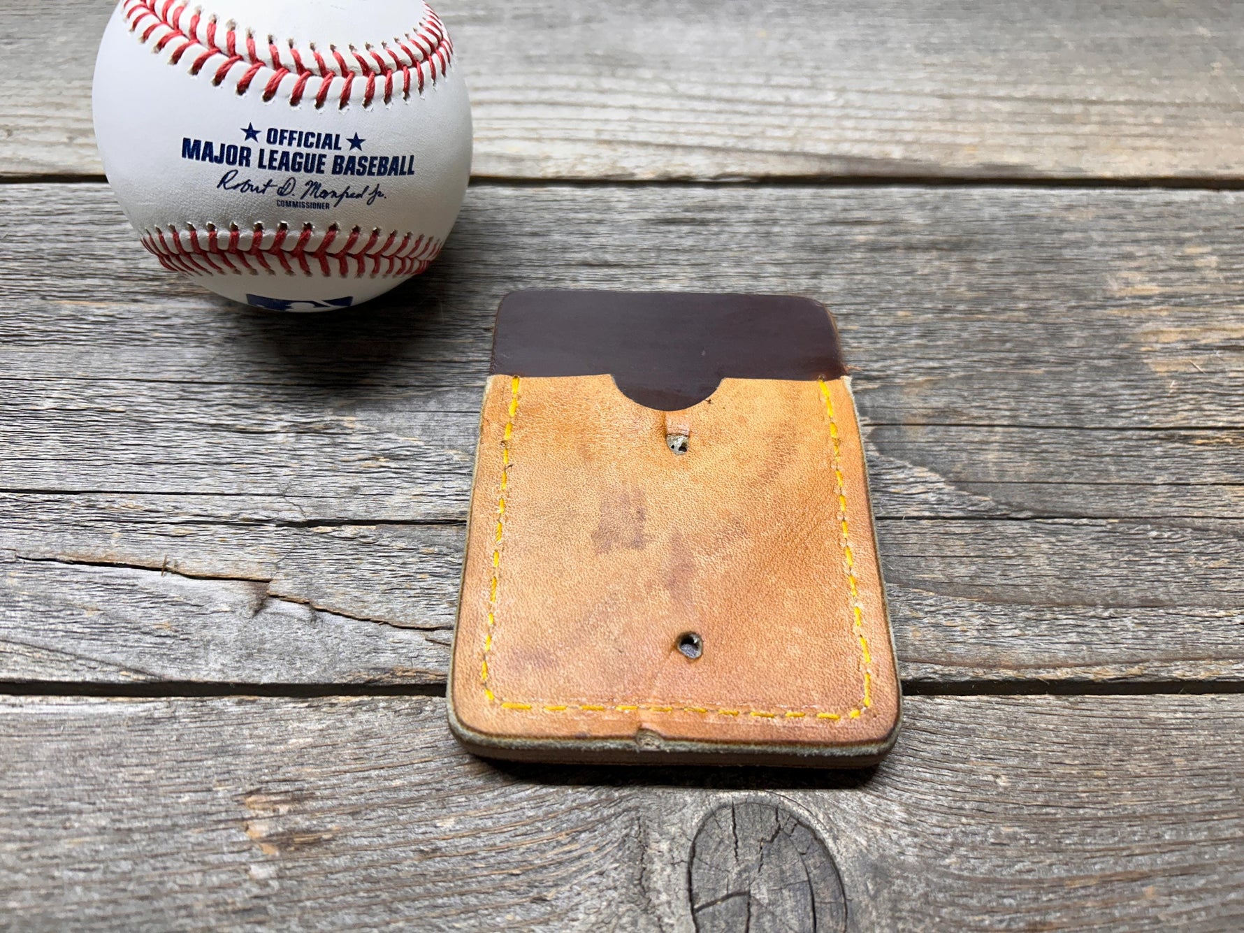 Top Loading Mizuno Baseball Glove Wallet with Hidden 3rd Pocket!! Minimalist Front Pocket Wallet!