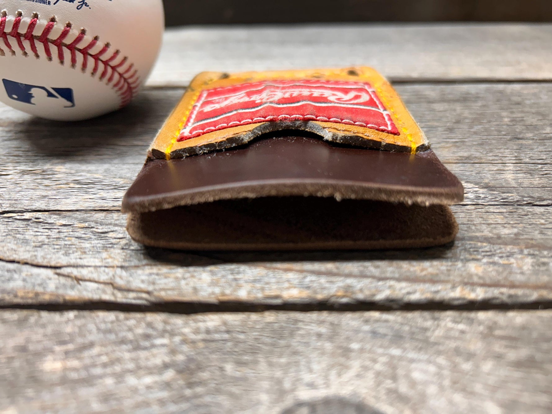 Rawlings Top Loading Baseball Glove Wallet with Hidden 3rd Pocket!! Minimalist Front Pocket Wallet!