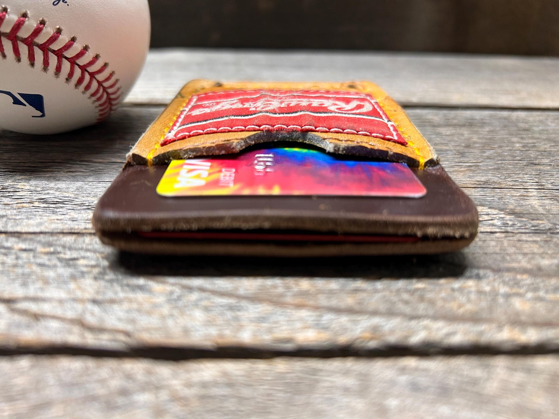 Rawlings Top Loading Baseball Glove Wallet with Hidden 3rd Pocket!! Minimalist Front Pocket Wallet!
