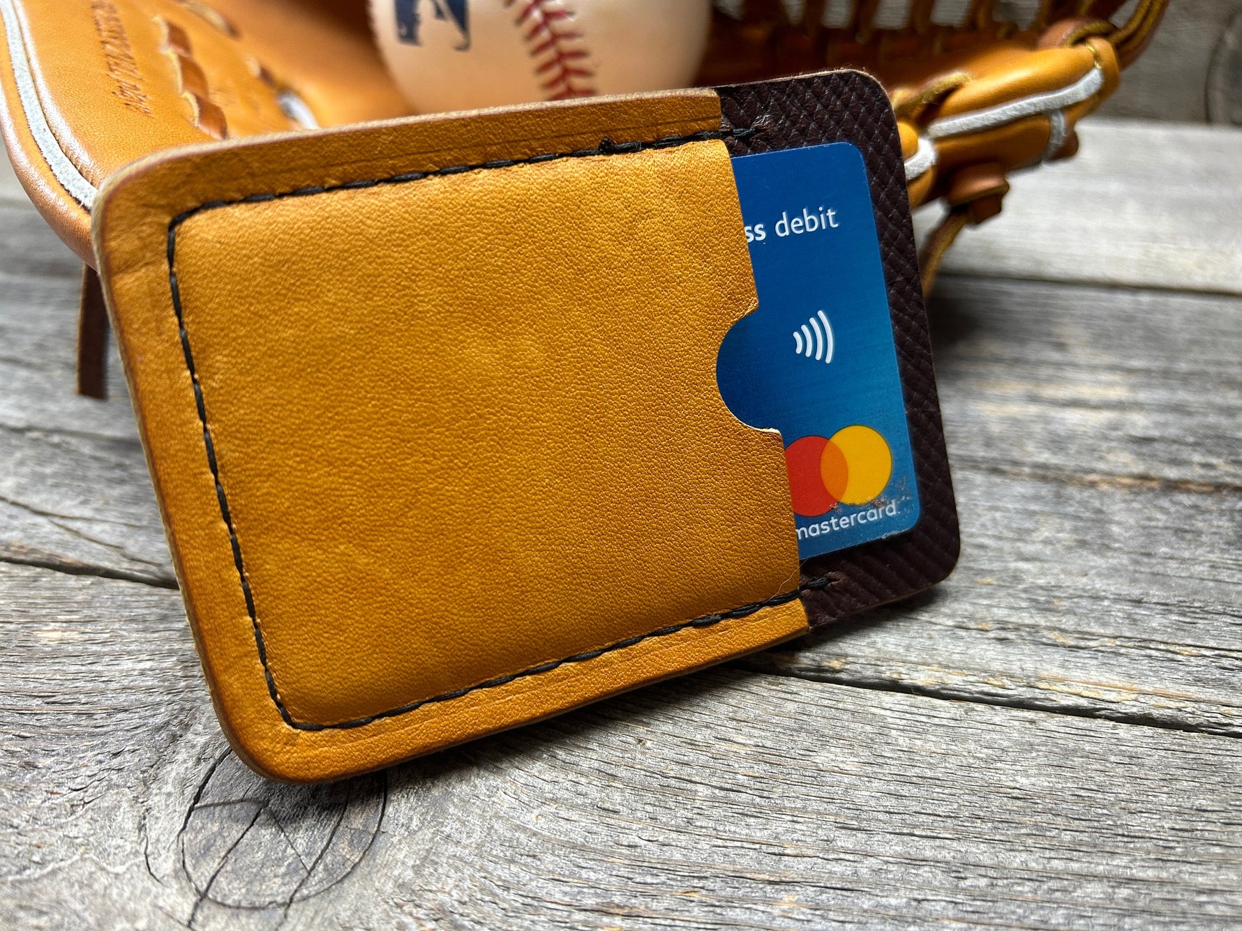 Marked down for Christmas!!! Horween Baseball Leather (Heart of the Hide) Top Loading Baseball Glove Wallet with Hidden 3rd Pocket!!