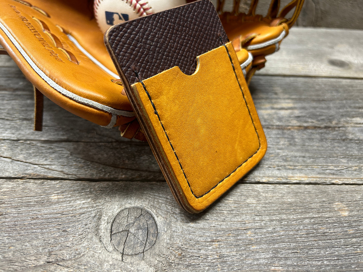 Marked down for Christmas!!! Horween Baseball Leather (Heart of the Hide) Top Loading Baseball Glove Wallet with Hidden 3rd Pocket!!